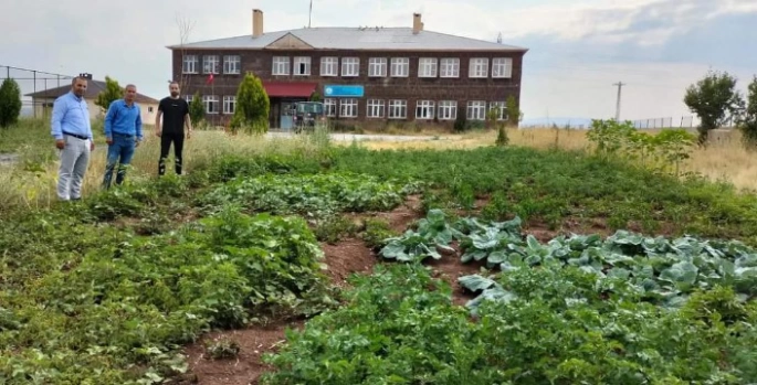 Bulanık'ta öğrenciler okul bahçesinde sebze yetiştirdiler
