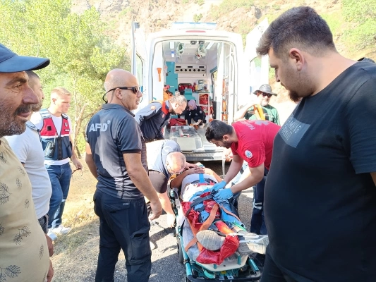 Tunceli'de devrilen kamyonun şoförü yaralandı