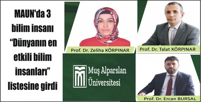 MAUN’da 3 bilim insanı “Dünyanın en etkili bilim insanları” listesine girdi