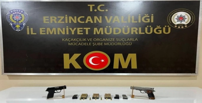 2 adet ruhsatsız tabanca ve fişekler ele geçirildi