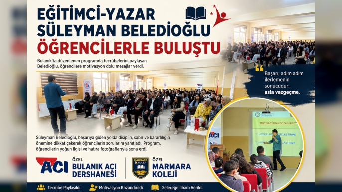 Eğitimci-Yazar Süleyman Beledioğlu Bulanık’ta Öğrencilere Motivasyon Semineri Verdi