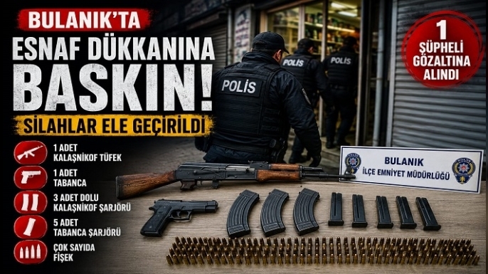 Bulanık Şehir Merkezinde Esnaf Dükkanına Baskın: Silahlar Ele Geçirildi