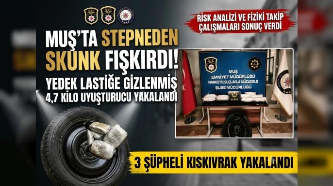 Stepneden Zehir Fışkırdı: Muş'ta Yedek Lastiğe Gizlenmiş 4,7 Kilo Skunk Yakalandı!