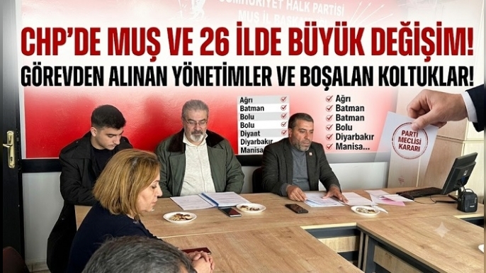 CHP Genel Merkezi'nden Dev Operasyon: Muş Dahil 26 İl Yönetimi Görevden Alındı