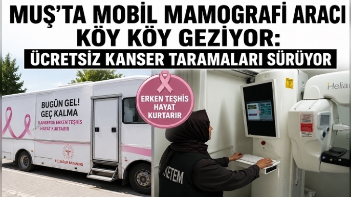 Muş'ta Mobil Mamografi Aracı Köy Köy Geziyor: Ücretsiz Kanser Taramaları Sürüyor