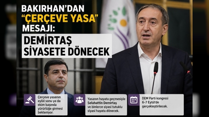 Bakırhan’dan ‘çerçeve yasa’ mesajı: Demirtaş siyasete dönecek