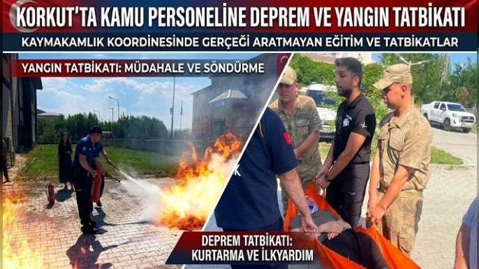 Korkut'ta Kamu Personeline Deprem ve Yangın Tatbikatı