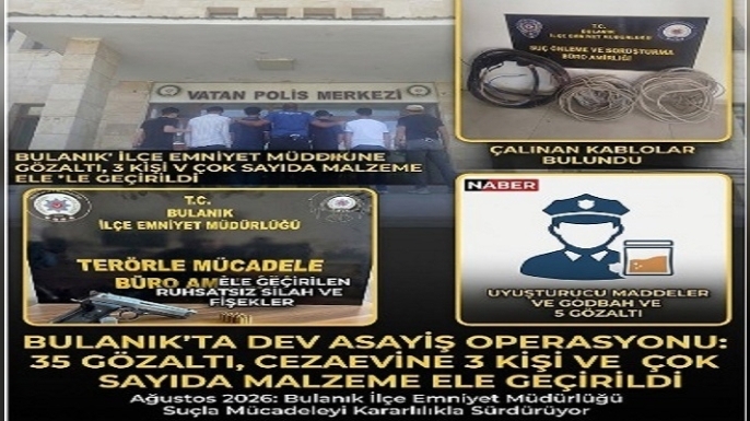 Bulanık’ta Ağustos Ayında Huzur Operasyonu: 3 Hükümlü Yakalandı