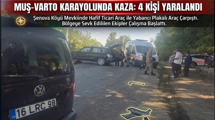 Muş-Varto Karayolunda Kaza: 4 Kişi Yaralandı