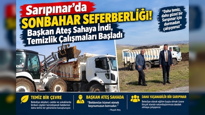 Sarıpınar’da Sonbahar Seferberliği! Başkan Ateş Sahaya İndi, Temizlik Çalışmaları Başladı