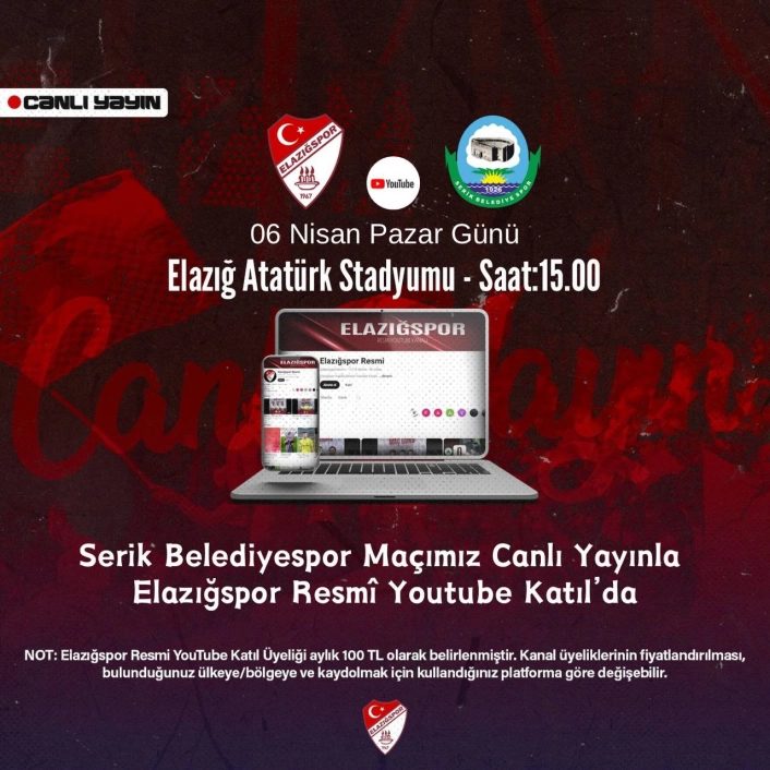 Elazığspor-Serik Belediyespor maçı canlı yayınlanacak