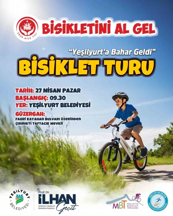 ''Yeşilyurta Bahar Geldi'' Bisiklet Turu 27 Nisan Pazar günü yapılacak