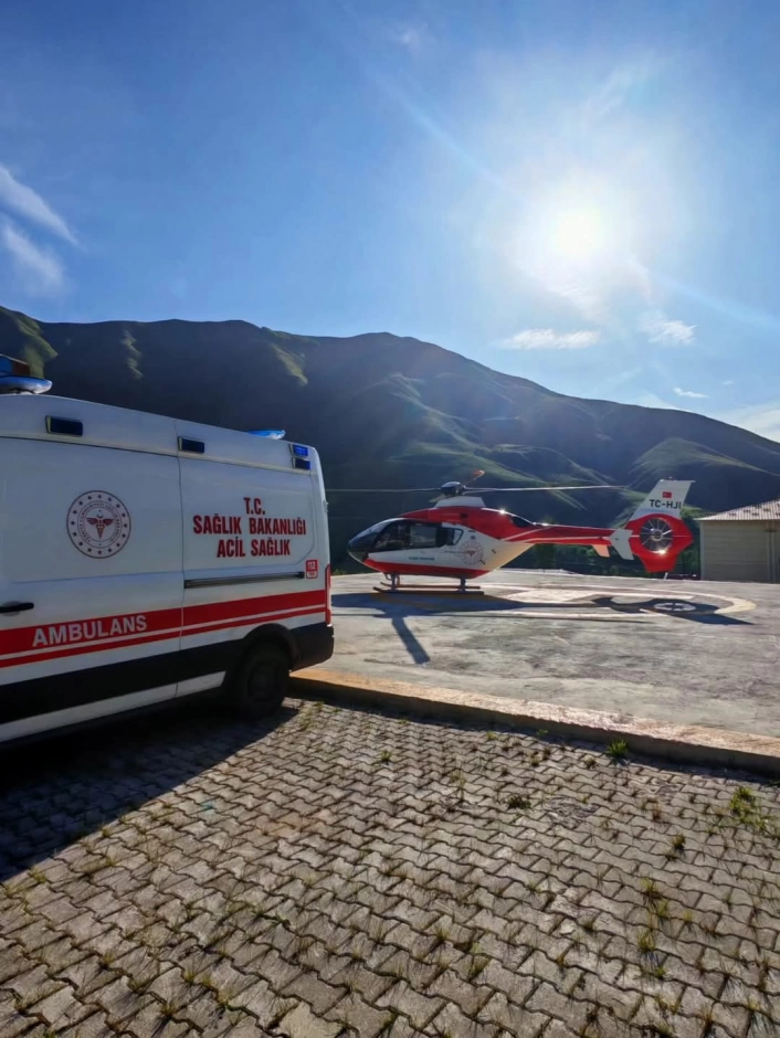Yaşlı hasta helikopter ambulansla Van'a sevk edildi