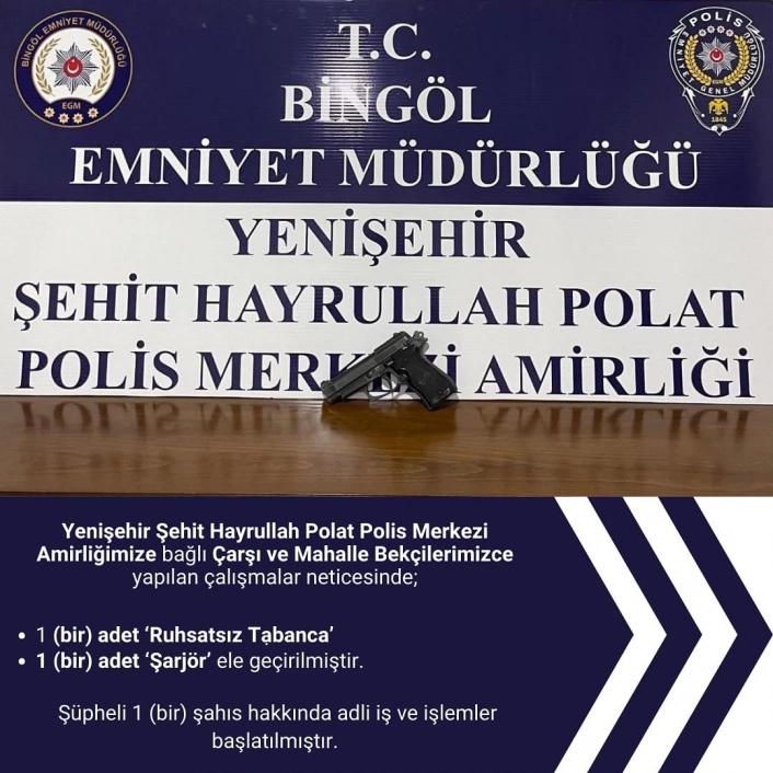 Bingöl'de ruhsatsız silah ele geçirildi