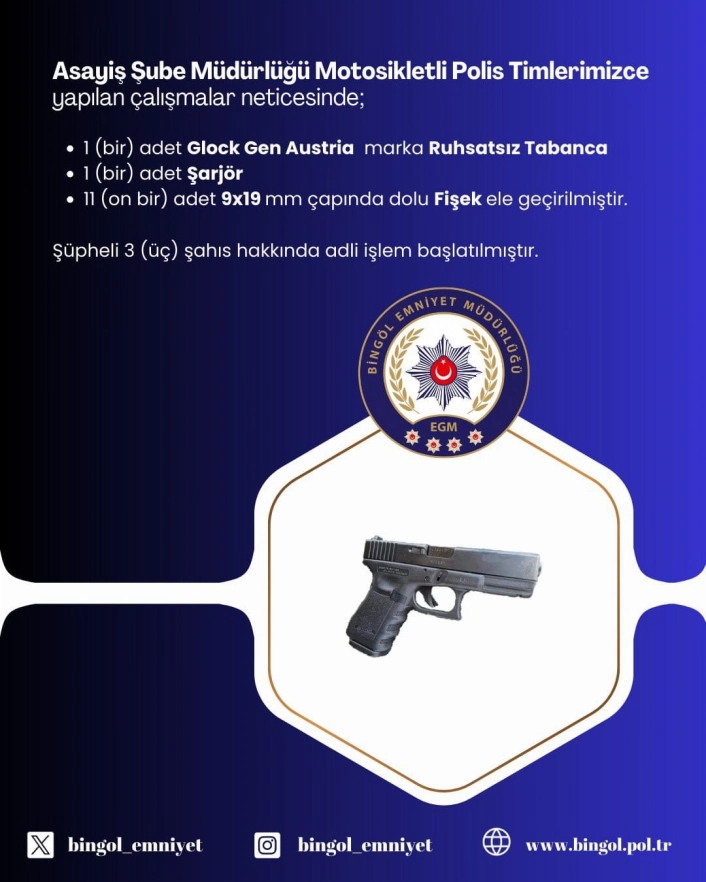 Bingöl'de ruhsatsız silah operasyonu: 3 kişi yakalandı