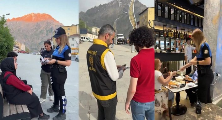 Hakkari polisi SİBERAY ve UYUMA broşürleri dağıttı