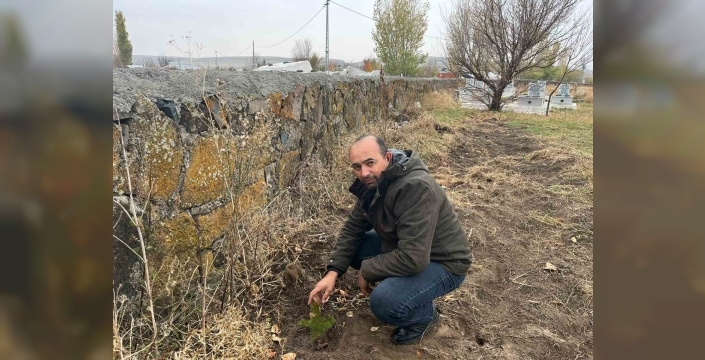 Kars’ta muhtardan örnek davranış: Kayaköprü köyünde fidanlar toprakla buluştu