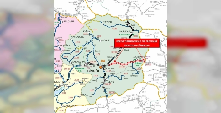 Bingöl-Muş karayolu tır trafiğine kapatıldı