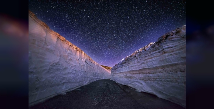 Nemrut Kalderası’nda kar ve yıldızlar buluştu